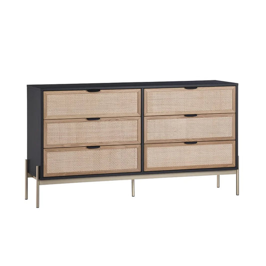 Jamir Rattan & Wood 6-Drawer Dresser by woodshilp furniture -  in Jaipur by Woodshilp