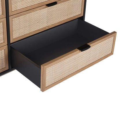 Jamir Rattan & Wood 6-Drawer Dresser by woodshilp furniture
