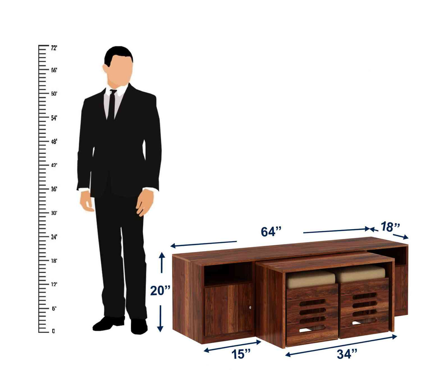 Maria Solid Sheesham Wood TV Unit With Coffee Table by woodshilp