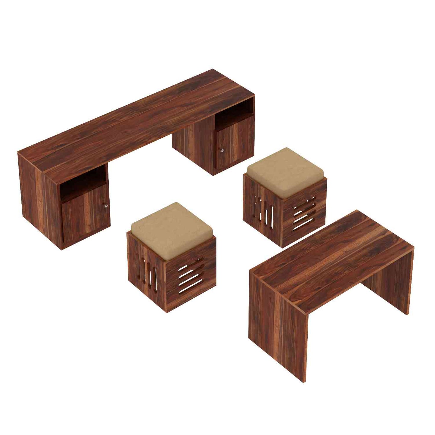 Maria Solid Sheesham Wood TV Unit With Coffee Table by woodshilp