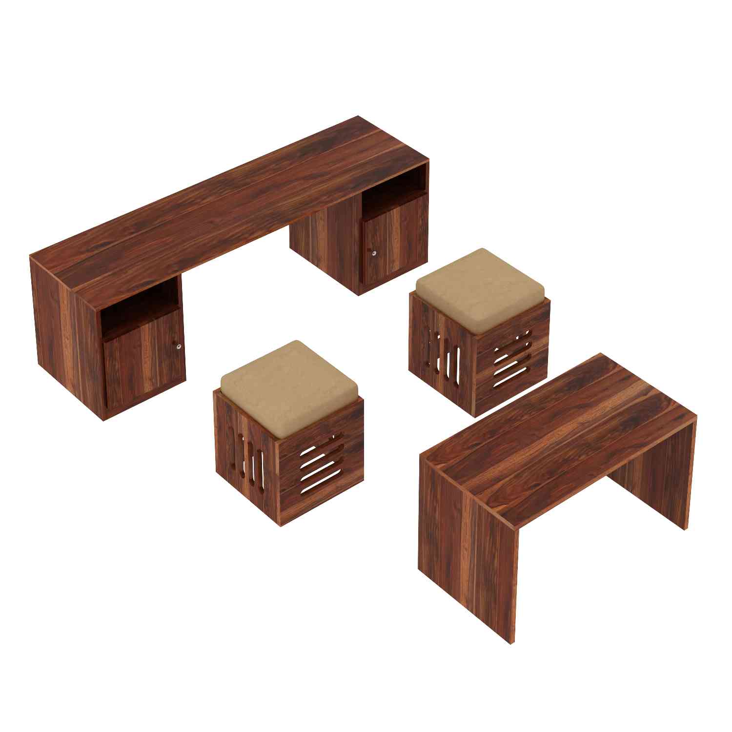 Maria Solid Sheesham Wood TV Unit With Coffee Table by woodshilp